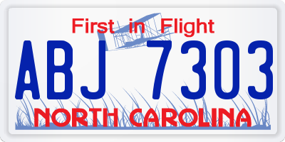 NC license plate ABJ7303
