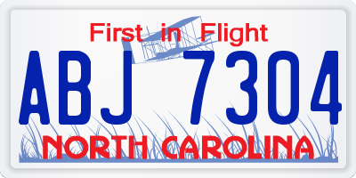 NC license plate ABJ7304