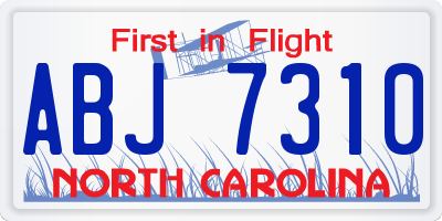 NC license plate ABJ7310