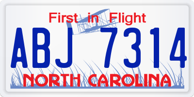 NC license plate ABJ7314