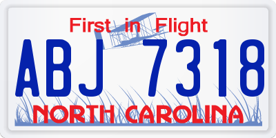 NC license plate ABJ7318