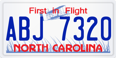 NC license plate ABJ7320