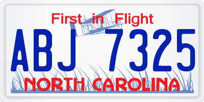 NC license plate ABJ7325