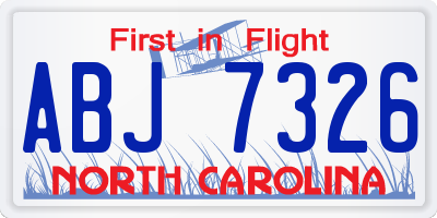 NC license plate ABJ7326