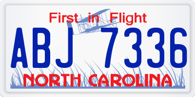 NC license plate ABJ7336
