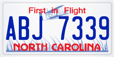 NC license plate ABJ7339