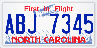 NC license plate ABJ7345