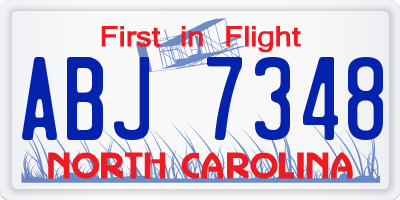 NC license plate ABJ7348