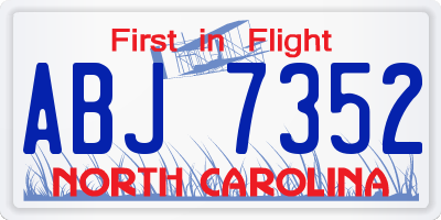 NC license plate ABJ7352