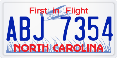 NC license plate ABJ7354