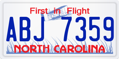 NC license plate ABJ7359