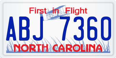 NC license plate ABJ7360