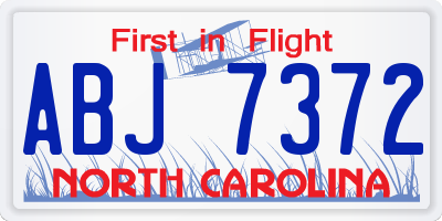 NC license plate ABJ7372