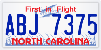 NC license plate ABJ7375