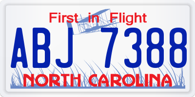 NC license plate ABJ7388