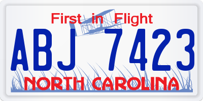 NC license plate ABJ7423