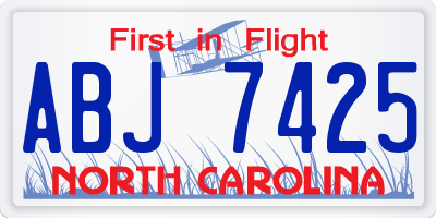 NC license plate ABJ7425