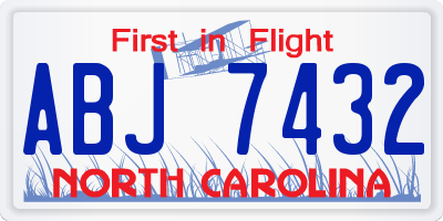NC license plate ABJ7432