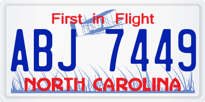 NC license plate ABJ7449