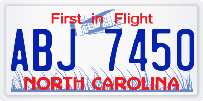 NC license plate ABJ7450