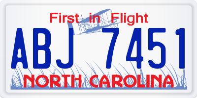 NC license plate ABJ7451