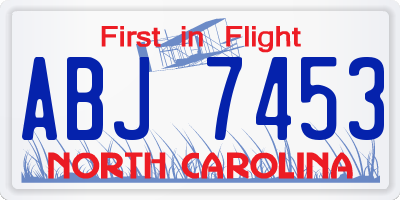 NC license plate ABJ7453