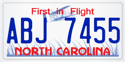NC license plate ABJ7455
