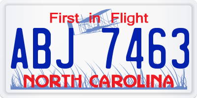 NC license plate ABJ7463