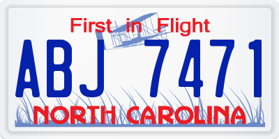 NC license plate ABJ7471