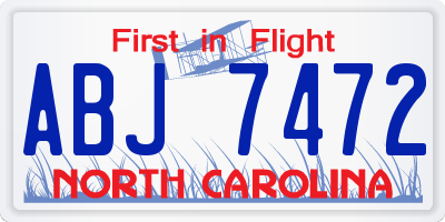 NC license plate ABJ7472