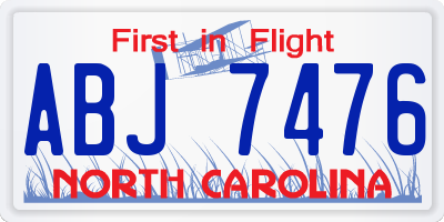 NC license plate ABJ7476