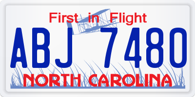 NC license plate ABJ7480