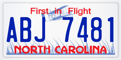 NC license plate ABJ7481