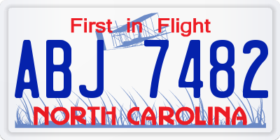 NC license plate ABJ7482