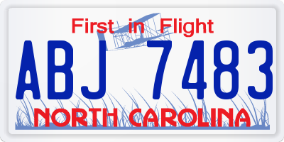 NC license plate ABJ7483