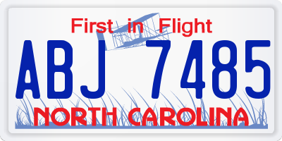 NC license plate ABJ7485