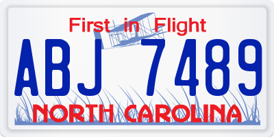 NC license plate ABJ7489