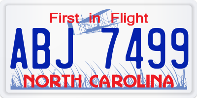 NC license plate ABJ7499