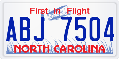 NC license plate ABJ7504