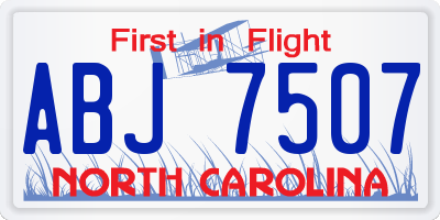 NC license plate ABJ7507