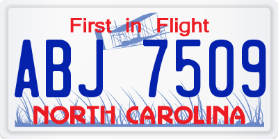 NC license plate ABJ7509