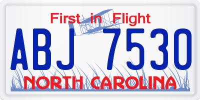 NC license plate ABJ7530