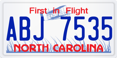 NC license plate ABJ7535