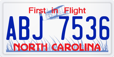 NC license plate ABJ7536