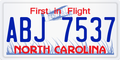NC license plate ABJ7537