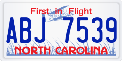 NC license plate ABJ7539