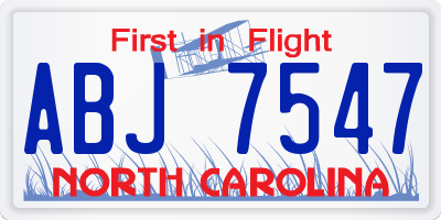NC license plate ABJ7547