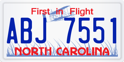 NC license plate ABJ7551