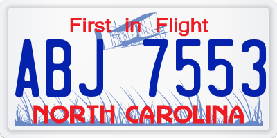 NC license plate ABJ7553