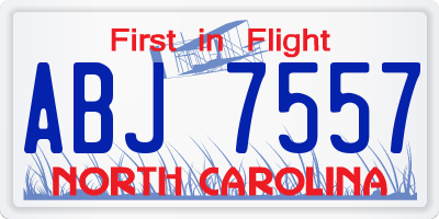 NC license plate ABJ7557